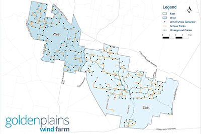 Map Golden Plains wind farm turbine locations | CMW Geosciences